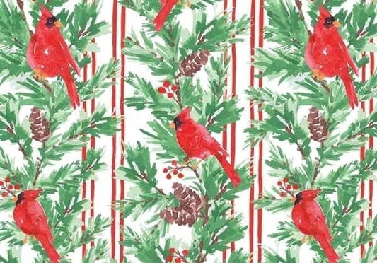 Red Cardinal Bird Pinecone Holiday Pattern Edible Icing Image Cake Topper, by TNCT
