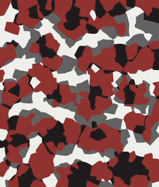 Red, Gray & Black Abstract Camoflauge Pattern Edible Icing Image Cake Topper, by Tnct.