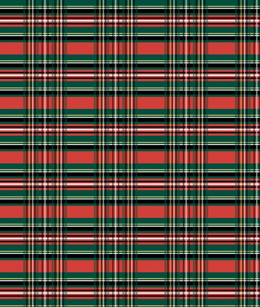 Red, Green, Black & Green Tartan Kilt Plaid Pattern Edible Icing Image Cake Topper, by Tnct.