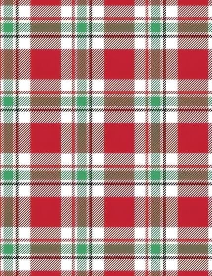 Red, Green, Brown & White Plaid Pattern Edible Icing Image Cake Topper, by Tnct.