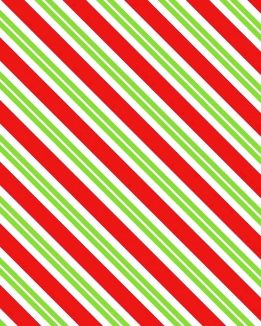 Red, Green & White Christmas Candy Cane Pattern Edible Icing Image Cake Topper, by Tnct.