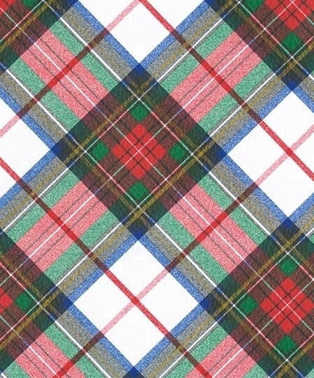 Red, Green, Yellow, Blue & White Plaid Pattern Edible Icing Image Cake Topper, by Tnct.