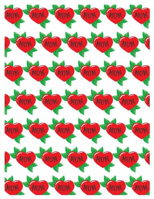 Red Heart with Mom & Leaves Tattoo Pattern Edible Chocolate Transfer Sheet, by Tnct. (1 Count)