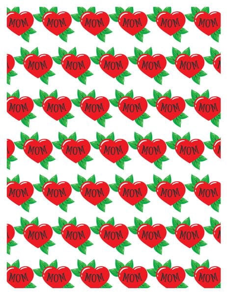 Red Heart with Mom & Leaves Tattoo Pattern Edible Image Cake Border Strips, by Tnct. (1 Count)