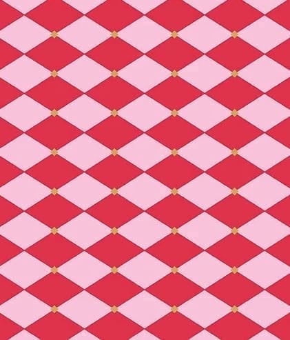 Red & Pink Harlequin Diamond Plaid Pattern Edible Icing Image Cake Topper, by Tnct.