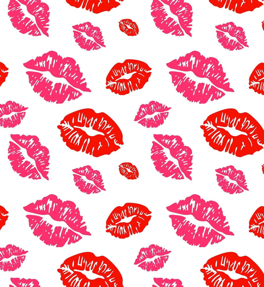 Red & Pink Lipstick Lips Kissy Pattern Edible Icing Image Cake Topper, by Tnct.