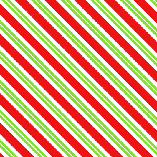 Red, White & Green Christmas Candy Cane Pattern Edible Icing Image Cake Topper, by Tnct.