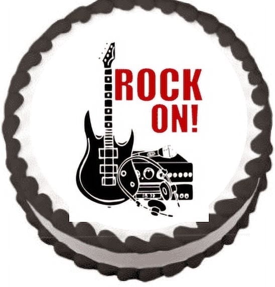 Rock on Black Guitar All Occasion Cake Topper, By TNCT
