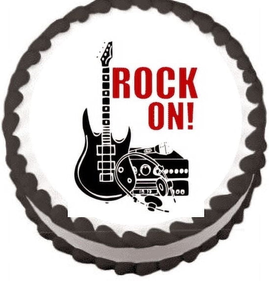 Rock on Black Guitar All Occasion Cake Topper, By TNCT
