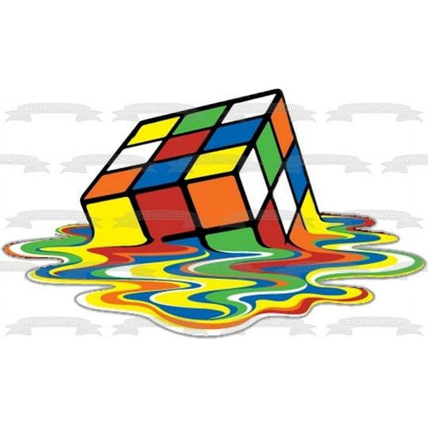 Rubik Cube Melting Birthday Edible Image Cake Topper For Half Sheet Cake By TNCT