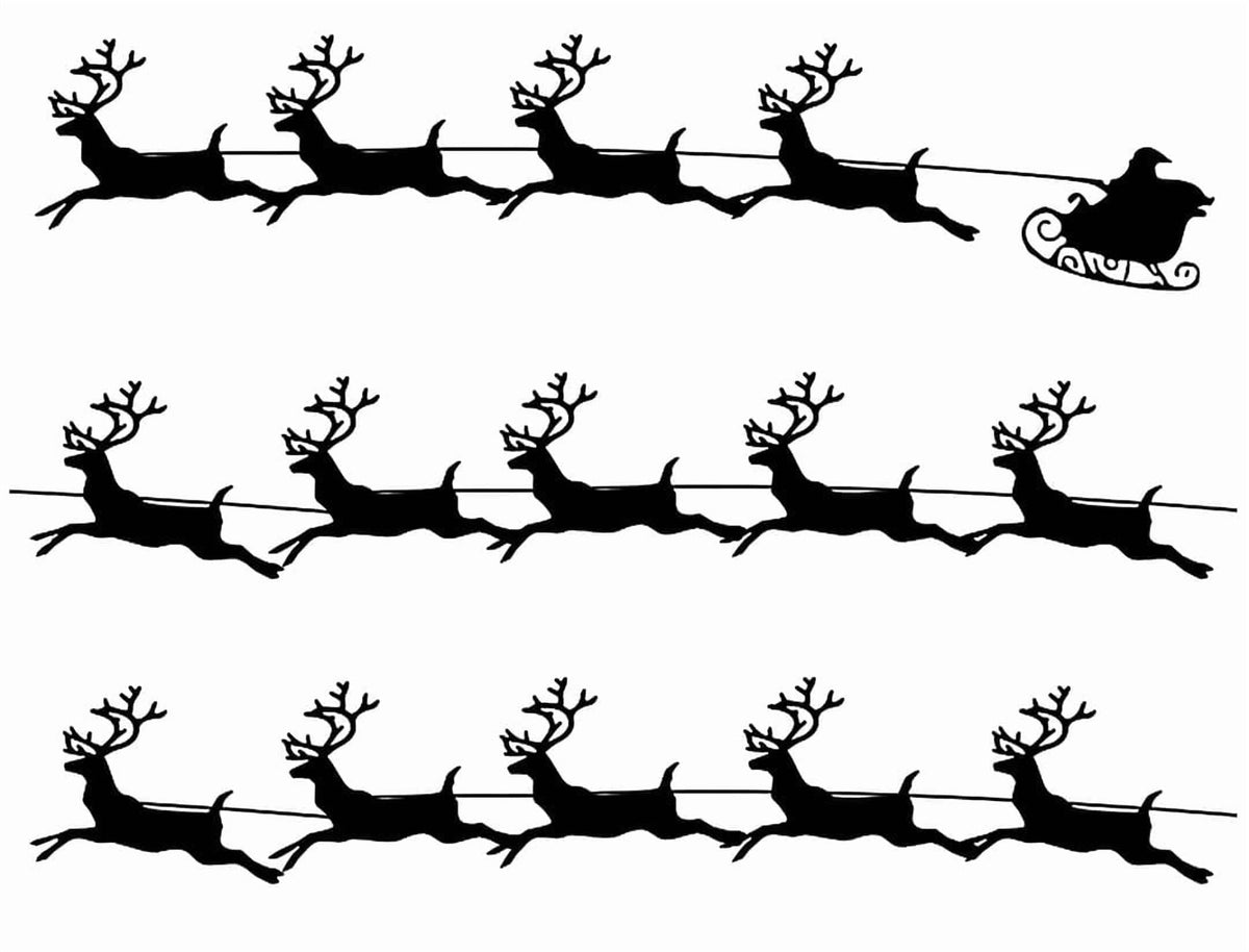 Santa Sleigh Reindeer Edible Icing Image Cake Border Strips & Cake Toppers, by TNCT (3 Count)