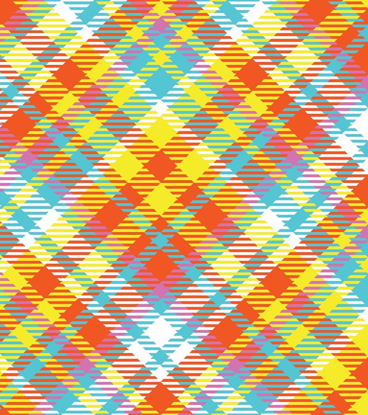 Scottish Tartan Plaid Multi Color Pattern Edible Icing Image Cake Topper, by Tnct.