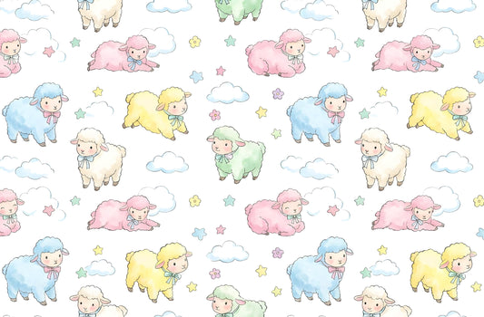 Sheep in Clouds Pattern Edible Icing Image Cake Topper, by TNCT
