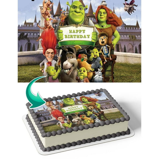 Shrek Family Birthday Edible Image Cake Topper For Half Sheet Cake By TNCT