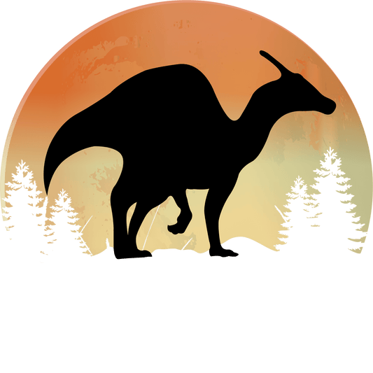 Silhouette of a Parasaurolophus in Sunset Dinosaur Party Theme Edible Icing Image Cake Topper, by TNCT