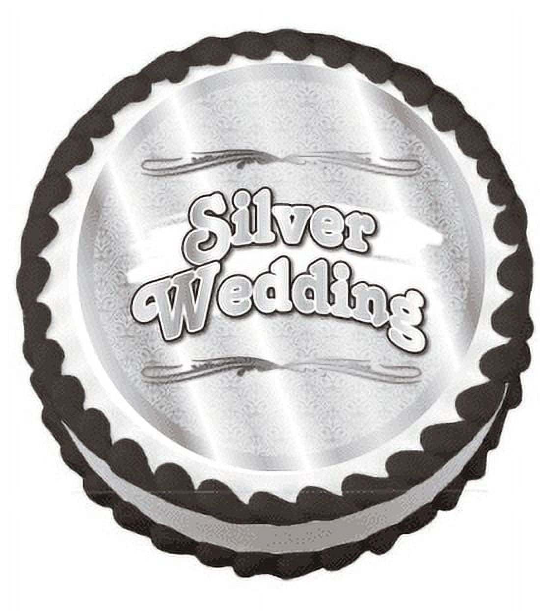 Silver Wedding Edible Frosting Sheet Photo Image Cake Topper