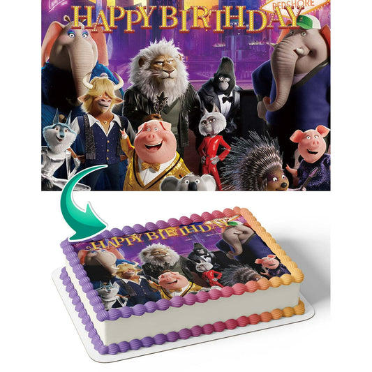 Sing 2 Happy Birthday Edible Image Cake Topper For Half Sheet Cake By TNCT