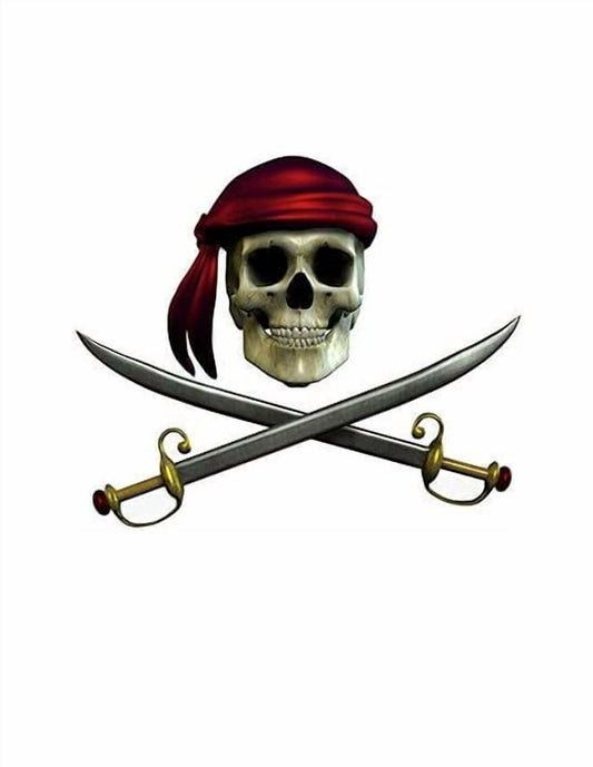 Skull Pirate Edible Icing Image Cake Topper, by Tnct.