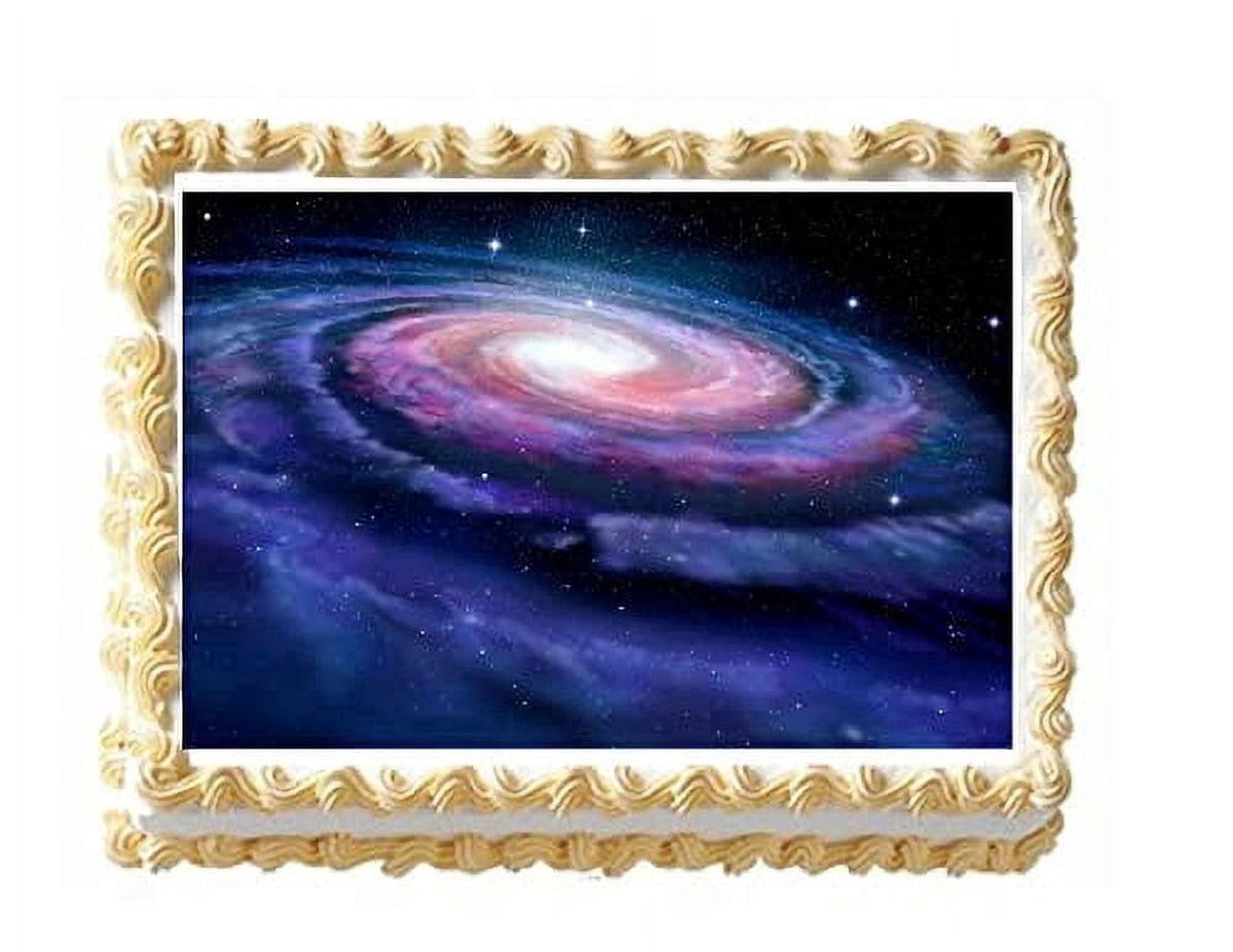 Spiral Galaxy Edible Image Icing Cake Topper for Quarter Sheet Cake, by Tnct.