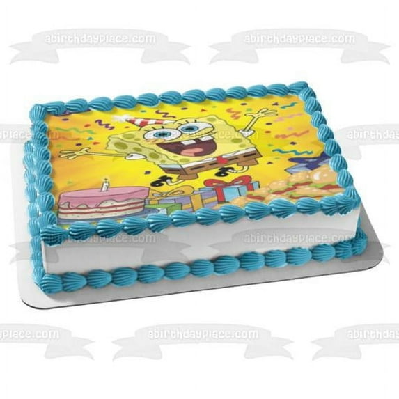 Spongebob Birthday Party Edible Image Cake Topper For Half Sheet Cake By TNCT