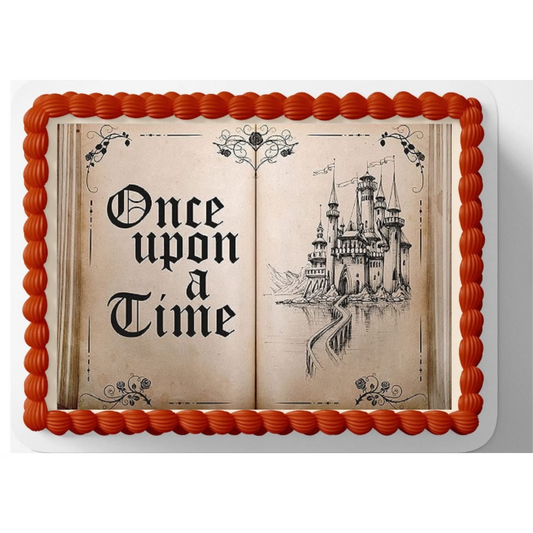 Storybook Wedding Once Upon a Time Edible Image Cake, Cupcake & Cookie Topper, by Tnct.
