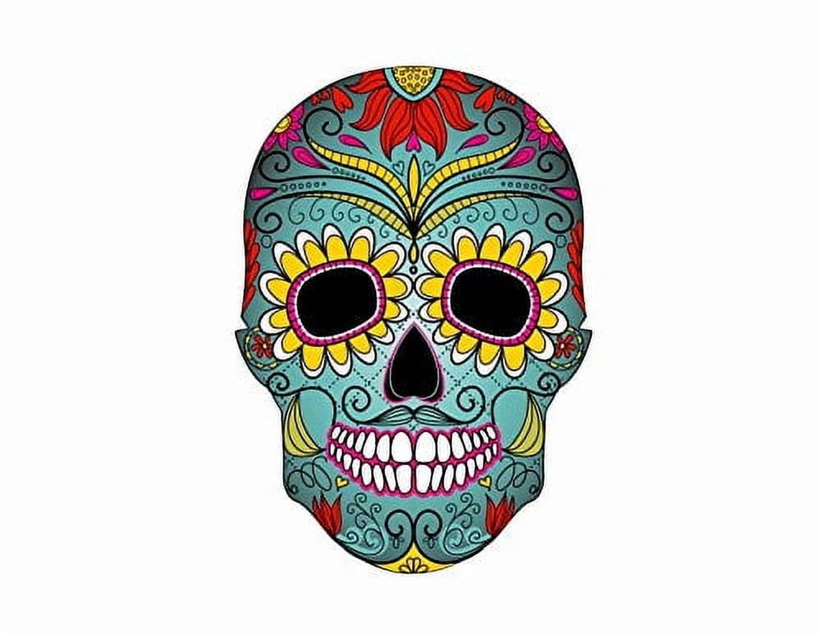Sugar Skull Colorful Birthday Edible Image Icing Cake Topper for Quarter Sheet Cake, by TNCT
