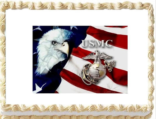 TNCT, U.S. Marine Patriotic Flag Edible Cake Topper