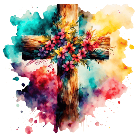Beautiful Easter Cross with Flowers Edible Image Icing Cake Topper for Quarter Sheet Cake, by TNCT
