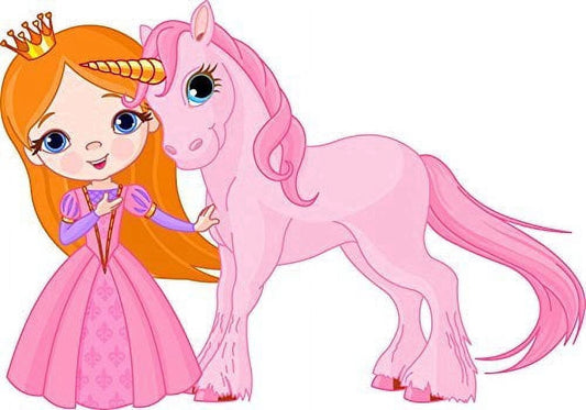 Beautiful Princess & Unicorn Edible Image Icing Cake Topper for Quarter Sheet Cake, by TNCT