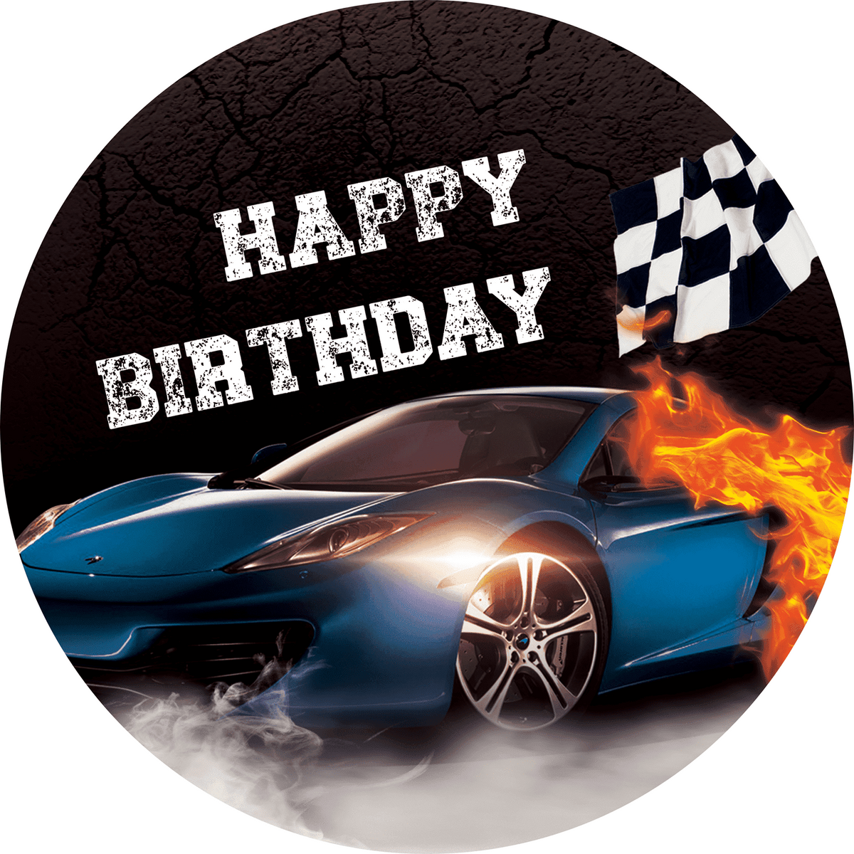 Birthday Race Car Edible Icing Image Cake Topper, by Tnct.
