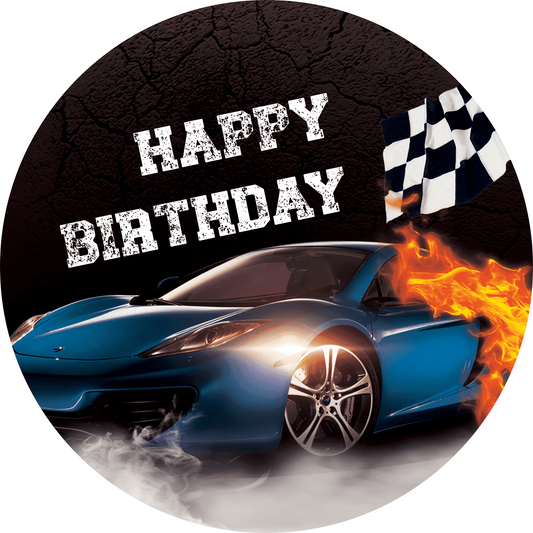 Birthday Race Car Edible Icing Image Cake Topper, by Tnct.