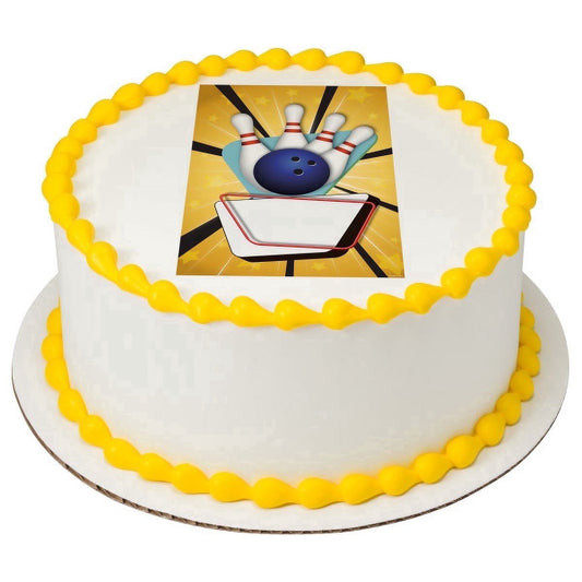 Bowling Edible Icing Image Cake Topper, by Tnct.