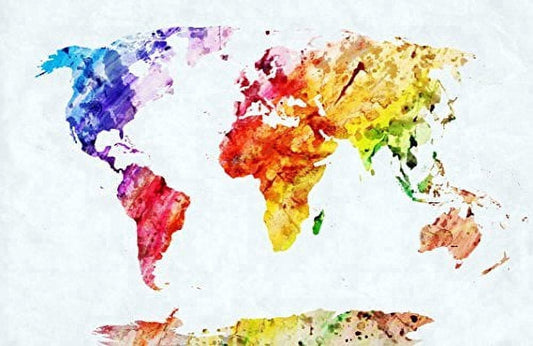 Colored World Map Edible Image Icing Cake Topper for Quarter Sheet Cake, by Tnct.