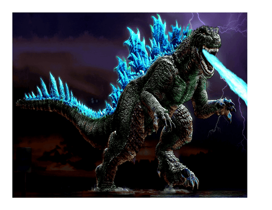 Godzilla Blue Fire Breath Edible Image Icing Cake Topper for Quarter Sheet Cake, by TNCT