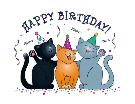 "Happy Birthday" Cats Edible Icing Image Cake Topper, by Tnct.
