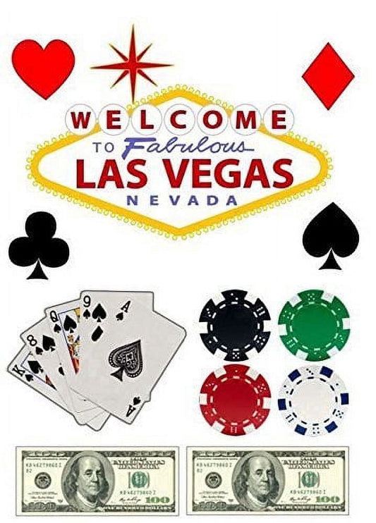 Las Vegas Casino Edible Image Icing Cake Topper for Quarter Sheet Cake, by TNCT
