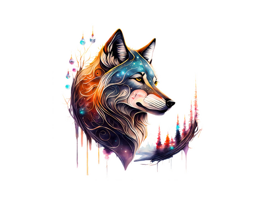 Magical Wolf Edible Icing Image Cake Topper, by Tnct.