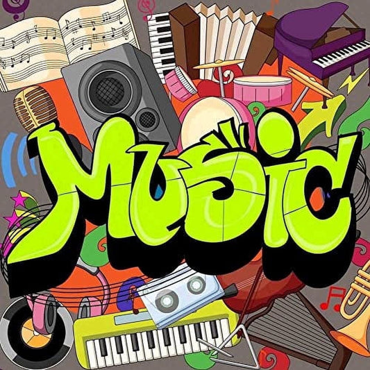 Music Collage Edible Image Icing Cake Topper for Quarter Sheet Cake, by TNCT