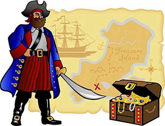 Pirate with Map Edible Image Icing Cake Topper for Quarter Sheet Cake, by TNCT