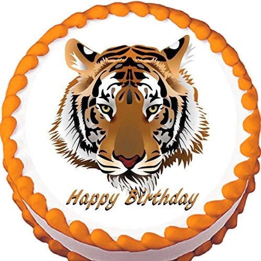 Tiger Happy Birthday Edible Icing Image Cake Topper, by Tnct.