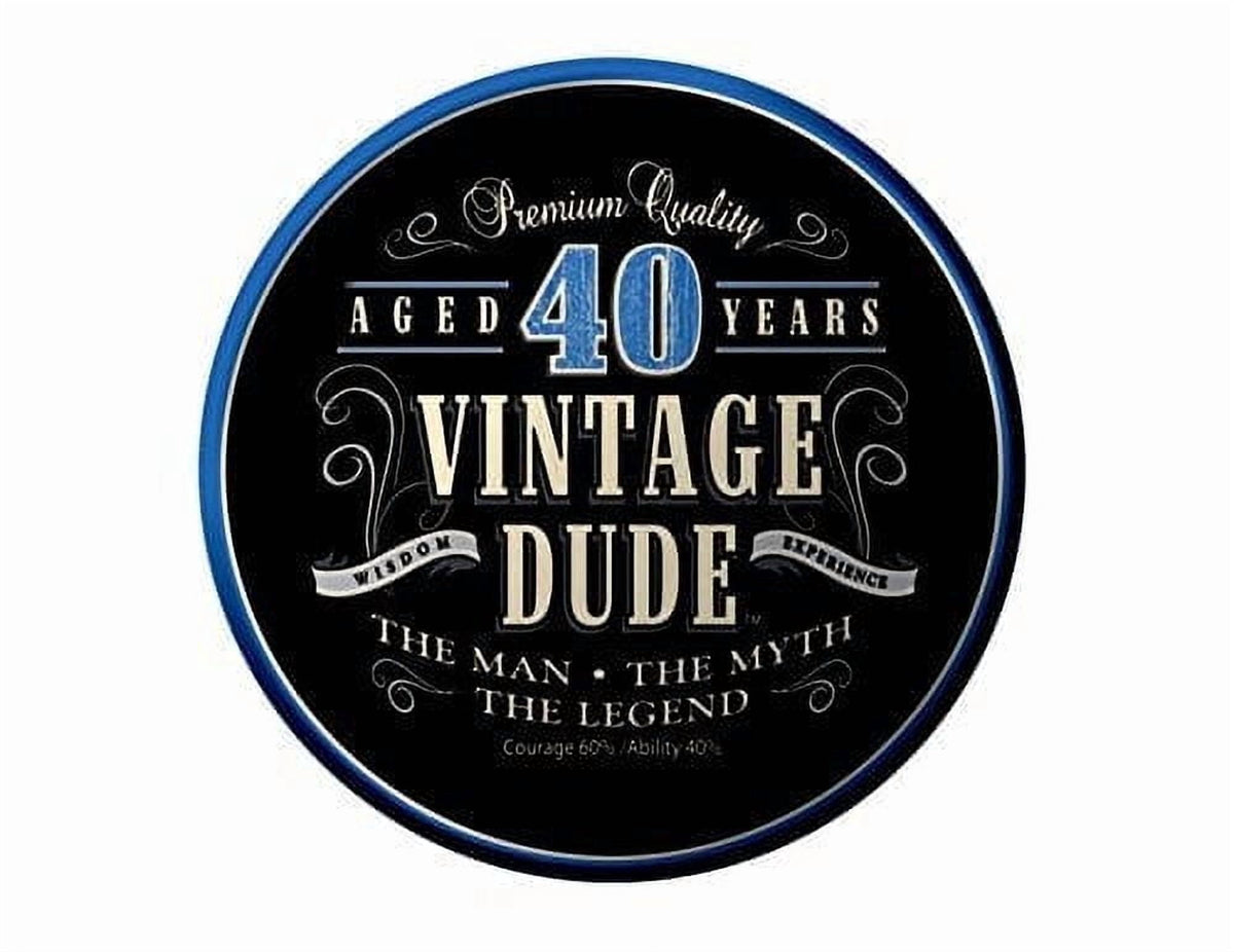 Vintage Dude 40th Birthday Edible Icing Image Cake Topper, by Tnct.