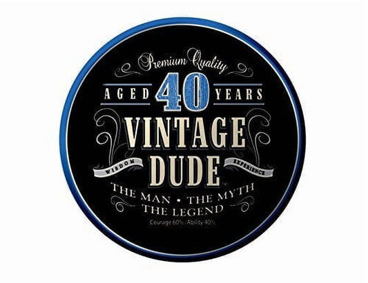 Vintage Dude 40th Birthday Edible Icing Image Cake Topper, by Tnct.