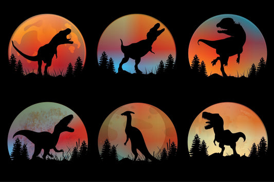 Trex in the Sunset Dinosaur Themed Birthday Edible Icing Image Cake Topper, by Tnct.