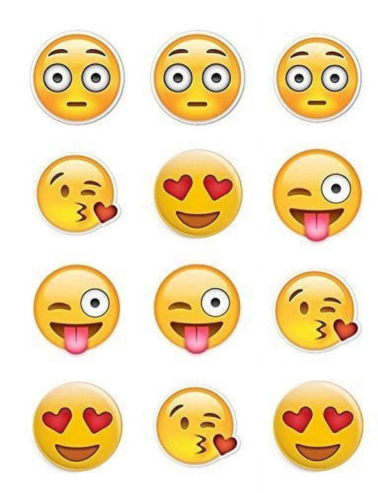 2" Round Emoji Edible Image Cupcake or Cookie Toppers, by Tnct.