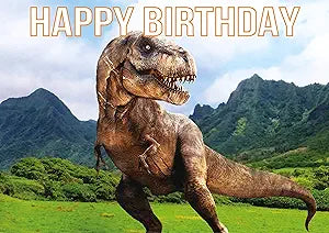Tyrannosaurus Rex Happy Birthday Edible Icing Image Cake Topper, by Tnct.