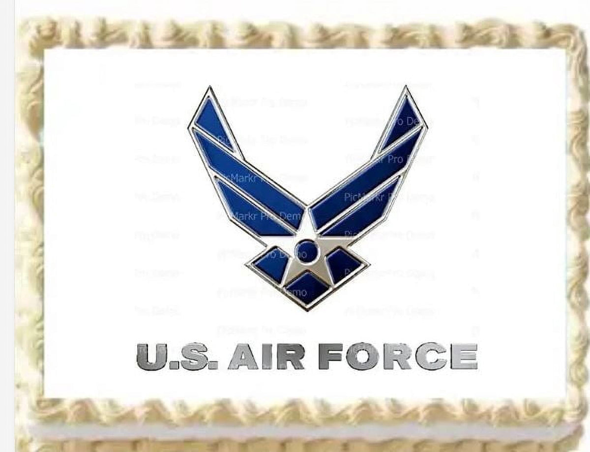 U.S. Air Force Logo Birthday Edible Image Icing Cake Topper for Quarter Sheet Cake, by TNCT