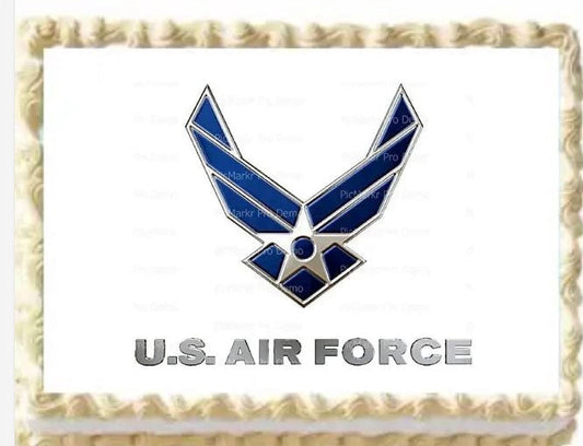 U.S. Air Force Logo Birthday Edible Image Icing Cake Topper for Quarter Sheet Cake, by TNCT