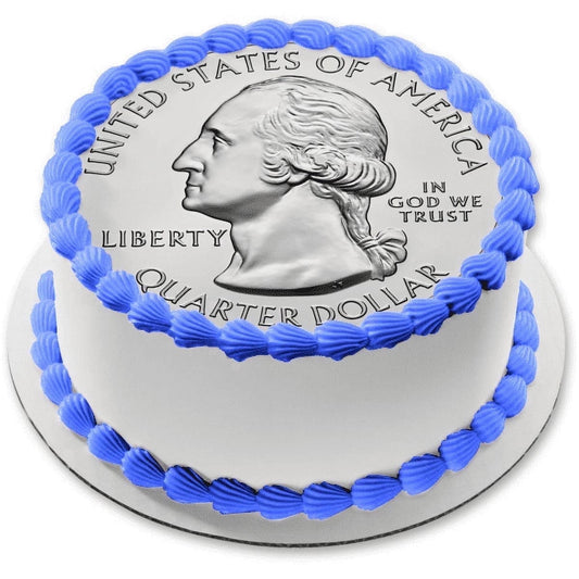 US Quarter Edible Icing Image Cake Topper, by Tnct.