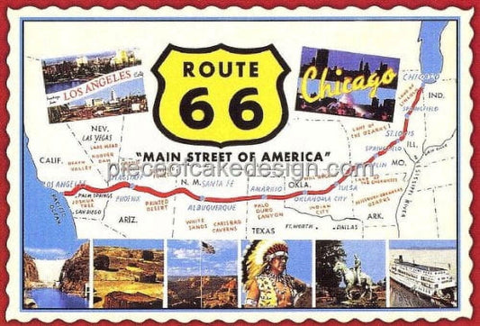 US Route 66 Map Edible Image Icing Cake Topper for Quarter Sheet Cake, by TNCT