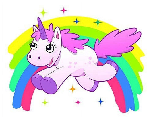 Unicorn and Rainbow Edible Icing Image Cake Topper, by Tnct.
